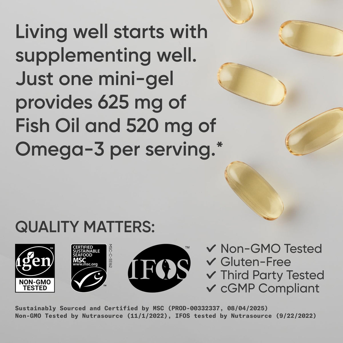 Sports Research® Omega-3 Fish Oil 1250mg from Wild Alaska Pollock, 30 Count
